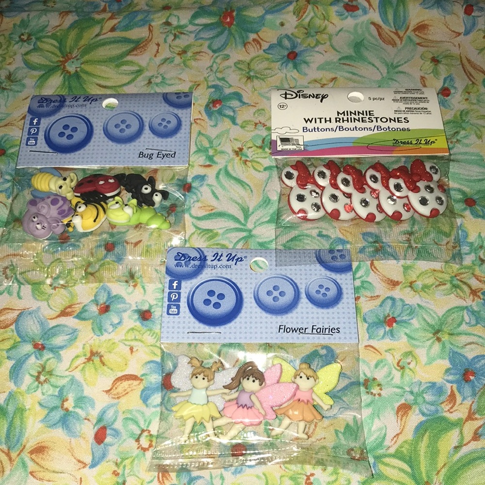 3 packs of dress it up & Disney decorative buttons